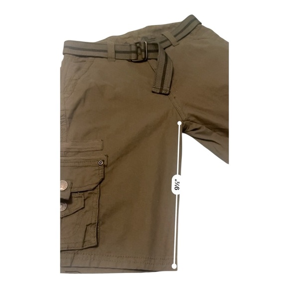 Swiss Cross cargo green olive Boys shorts 7 many pockets belt zip button - Picture 9 of 15